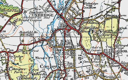 Old map of Uxbridge Moor in 1920