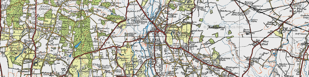 Old map of Uxbridge Moor in 1920