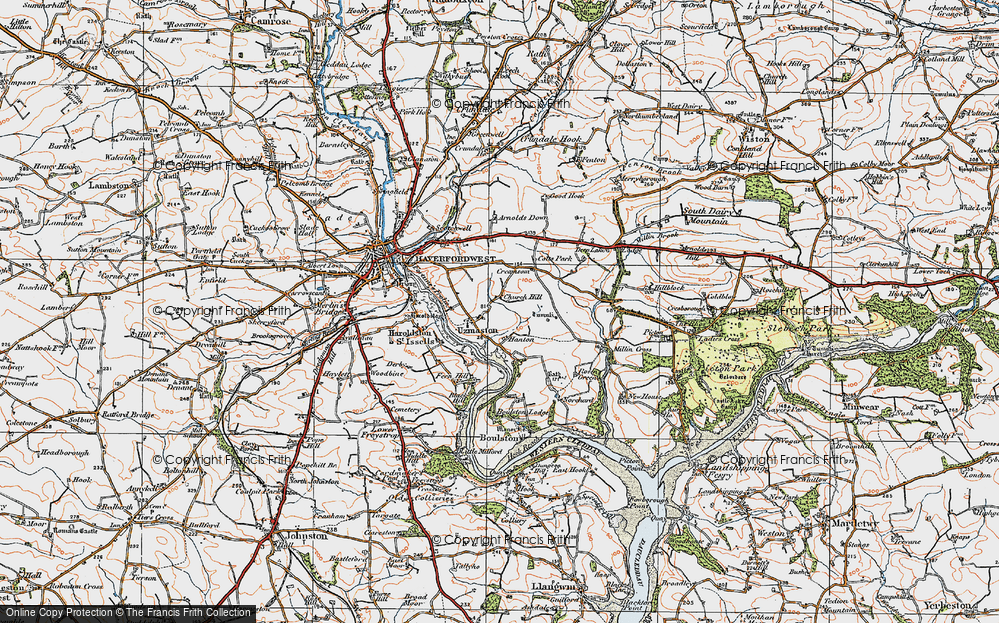 Old Map of Uzmaston, 1922 in 1922