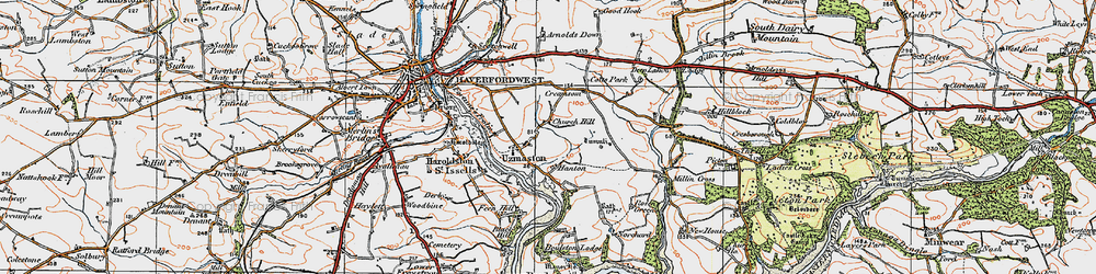 Old map of Uzmaston in 1922