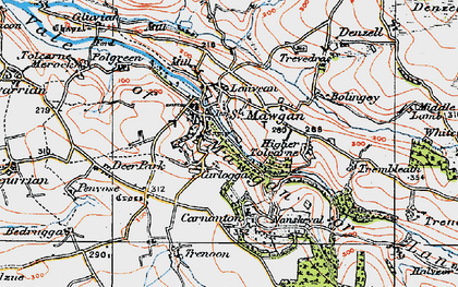 Old map of Vale of Mawgan in 1919