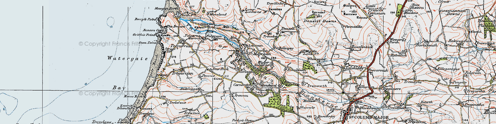 Old map of Vale of Mawgan in 1919