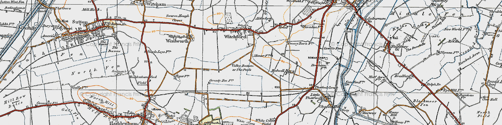 Old map of Valley Bottom in 1920