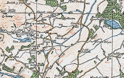 Old map of Bryn y Fan in 1921