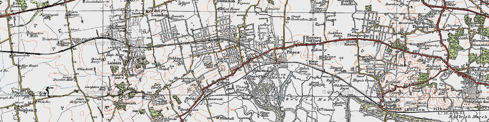 Old map of Vange in 1921