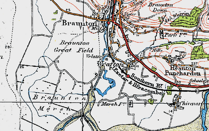 Old map of Braunton Great Field in 1919