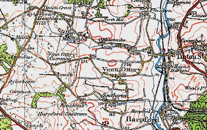 Old map of Venn Ottery in 1919