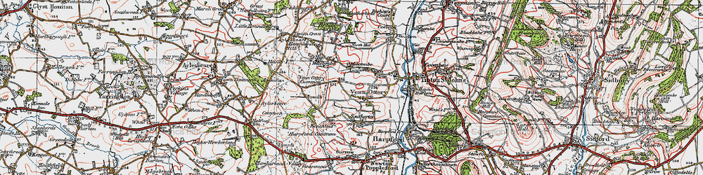 Old map of Venn Ottery in 1919