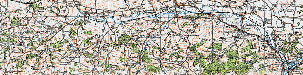 Old map of Posbury in 1919