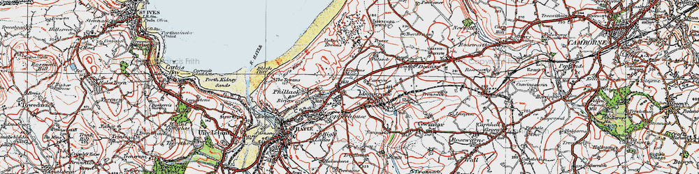 Old map of Upton Towans in 1919