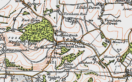 Old map of Vernham Bank in 1919