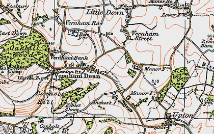Old map of Vernham Dean in 1919
