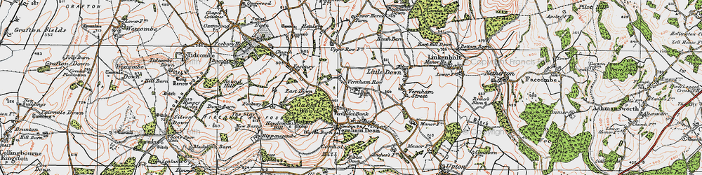 Old map of Vernham Row in 1919