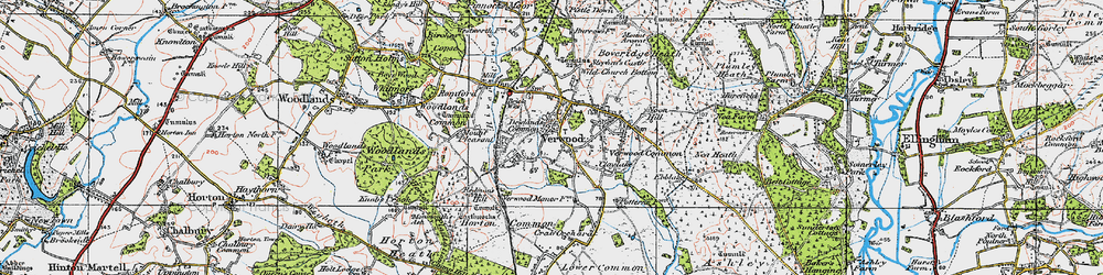 Old map of Boveridge Heath in 1919