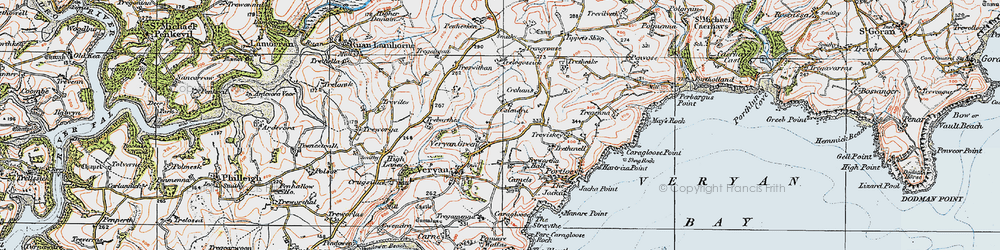 Old map of Veryan Green in 1919
