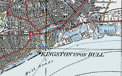 Old map of Hull Roads in 1924
