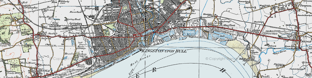 Old map of Hull Roads in 1924