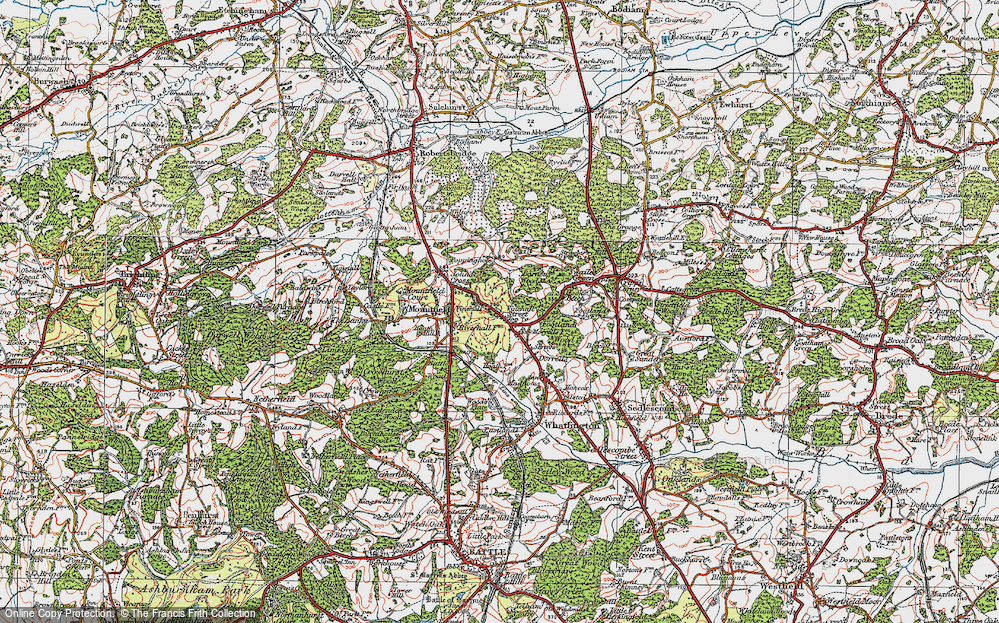 Old Map of Historic Map covering Battle Wood in 1921