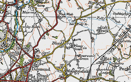 Old map of Vinney Green in 1919