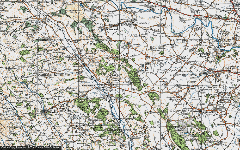 Old Map of Historic Map covering Barrett's Hill Wood in 1920