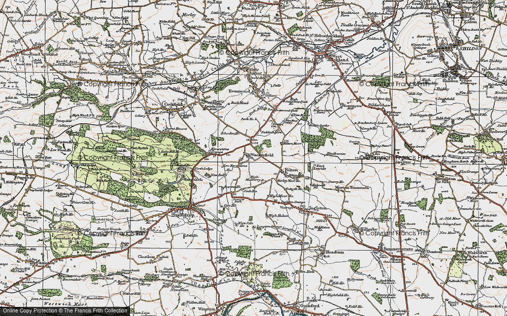 Old Map of Wackerfield, 1925 in 1925