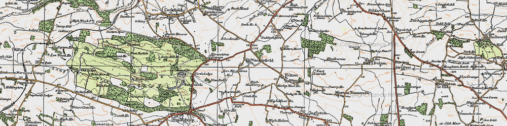 Old map of Wackerfield in 1925