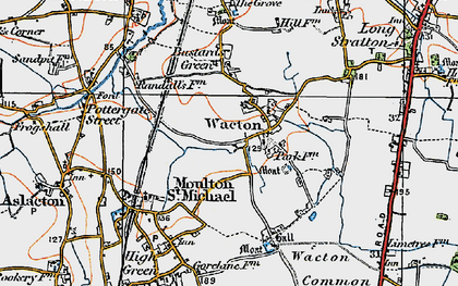 Old map of Wacton in 1921