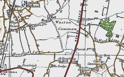 Old map of Wacton Common in 1921