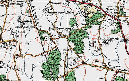 Old map of Wadborough in 1919