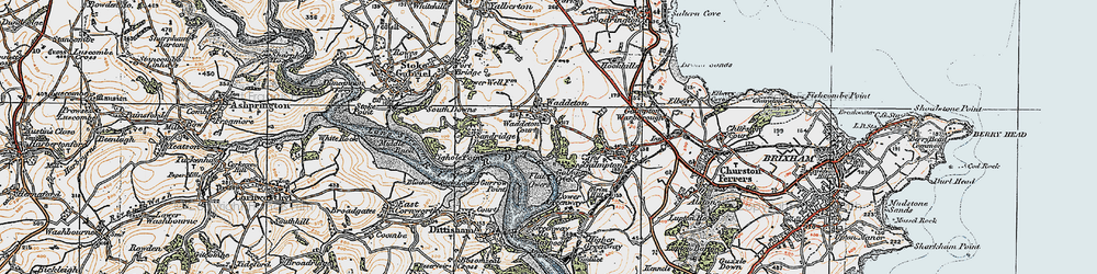 Old map of Waddeton in 1919