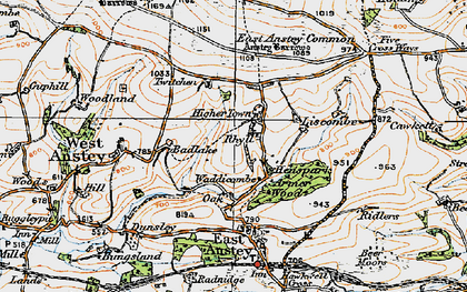 Old map of Waddicombe in 1919