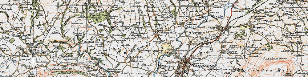 Old map of Bashall Town in 1924