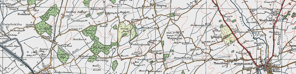 Old map of Waddingworth in 1923