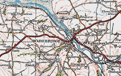 Old map of Wadebridge in 1919