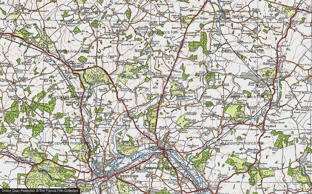 Old Map of Wadesmill, 1919 in 1919