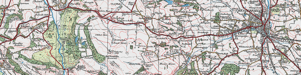 Old map of Brampton East Moor in 1923