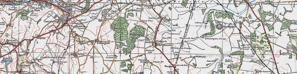 Old map of Wadworth in 1923