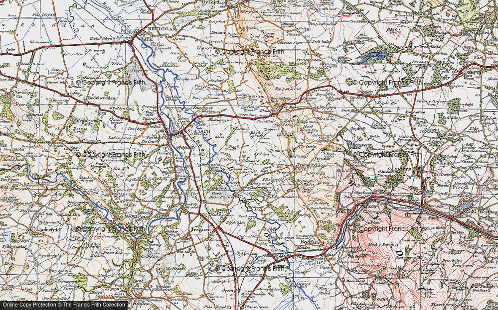 Old Map of Historic Map covering Wern Ddu in 1922
