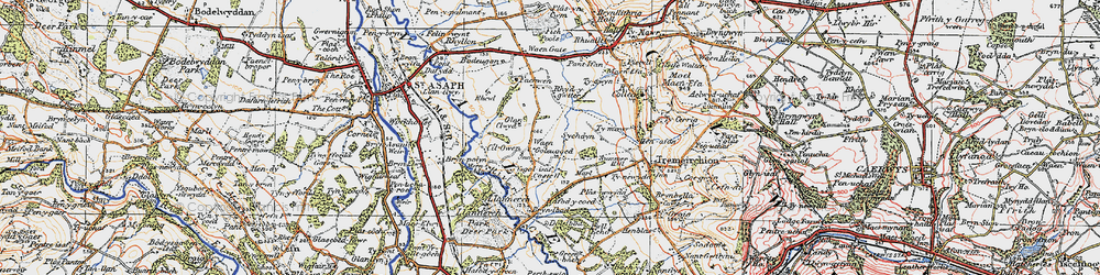 Old map of Wern Ddu in 1922
