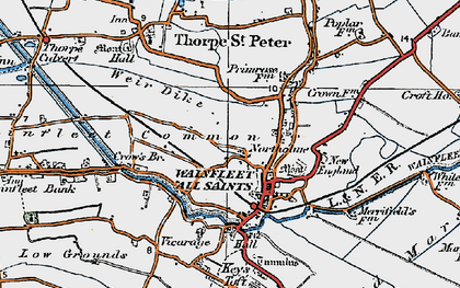 Old map of Wainfleet All Saints in 1923