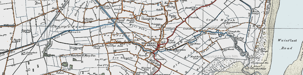 Old map of Wainfleet All Saints in 1923