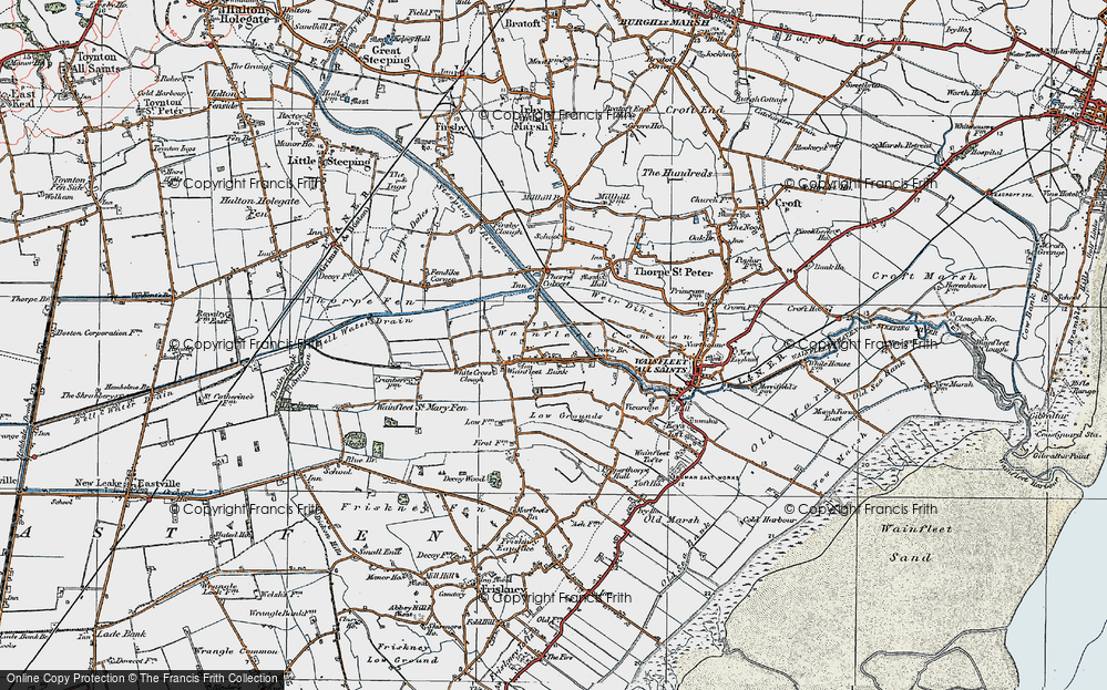 Old Map of Wainfleet Bank, 1923 in 1923