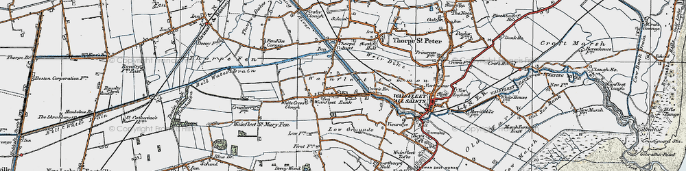 Old map of Wainfleet Bank in 1923