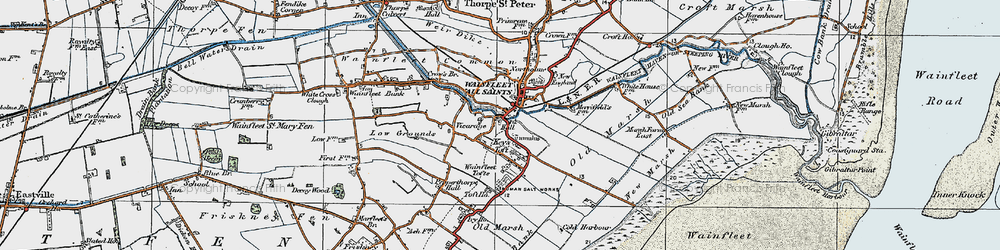 Old map of Wainfleet St Mary in 1923