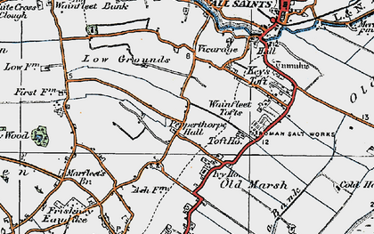 Old map of Wainfleet Tofts in 1923