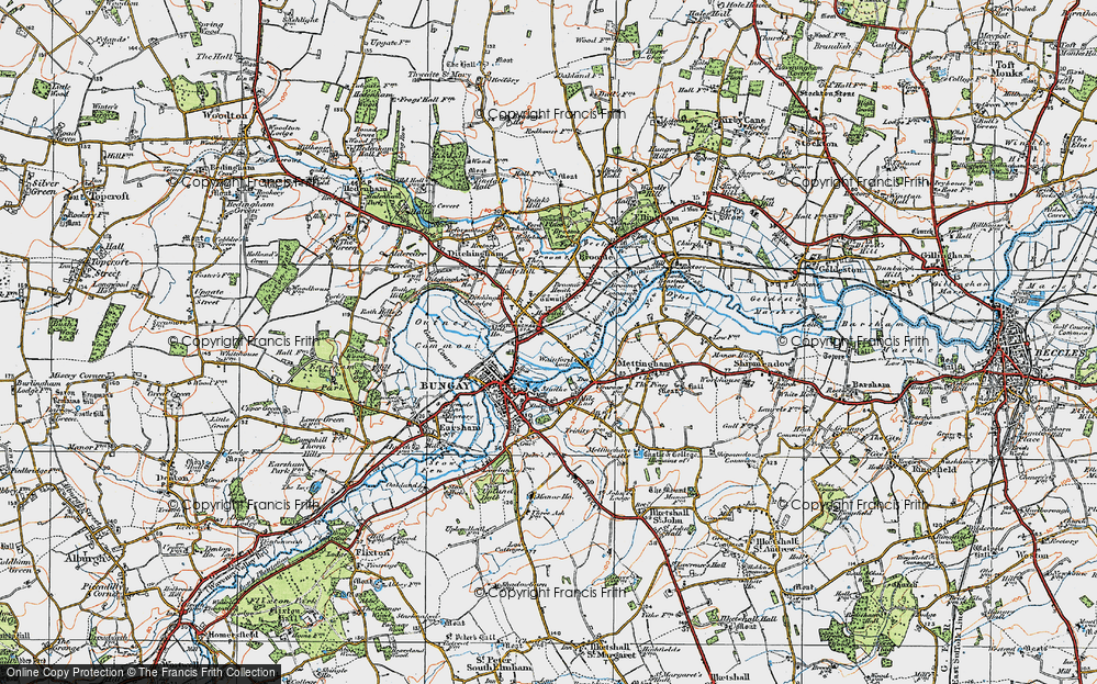 Old Map of Historic Map covering Broome Marshes in 1921