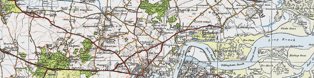 Old map of Wainscott in 1921
