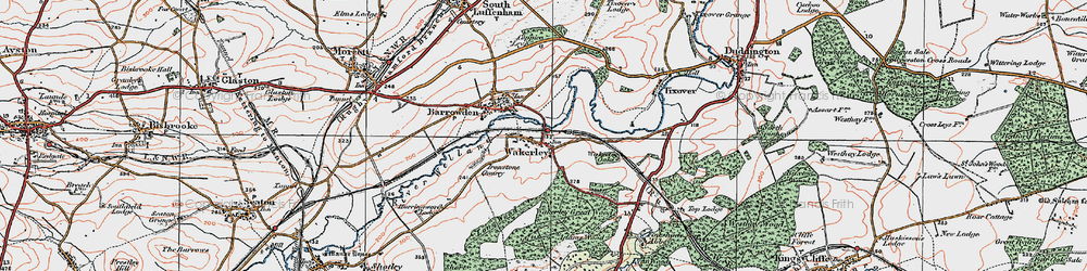 Old map of Wakerley in 1922