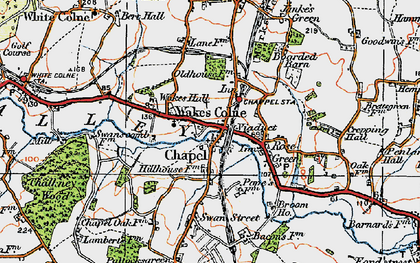 Old map of Wakes Colne in 1921