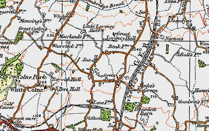 Old map of Wakes Colne Green in 1921